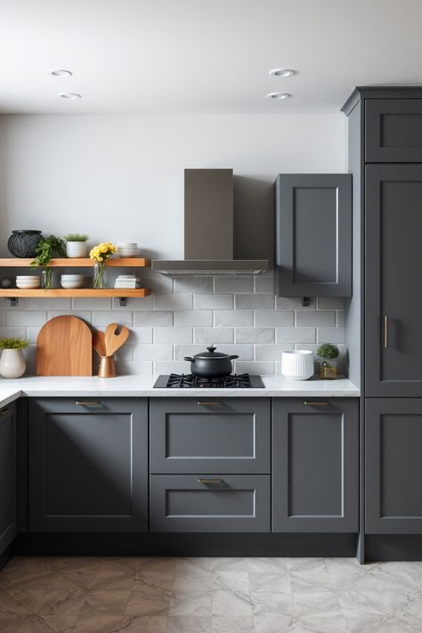 Dark grey kitchen cabinets