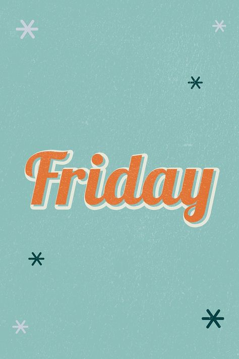 Friday retro word typography on a green background | free image by rawpixel.com / nook Word Typography, Orange Illustration, Appointment Calendar, Hello Friday, Free Illustration Images, Its Friday Quotes, Download Free Images, Cool Backgrounds, Backgrounds Free