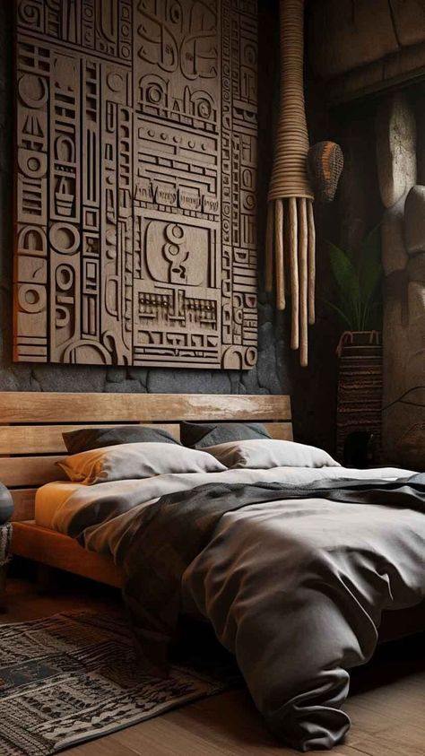 Afro Bohemian Bedroom, African Decor Bedroom, African Bedroom, Decor Ideas For Apartments, Balcony Decor Ideas, Afrocentric Decor, Diy Dorm, Ideas For Apartments, African Interior Design