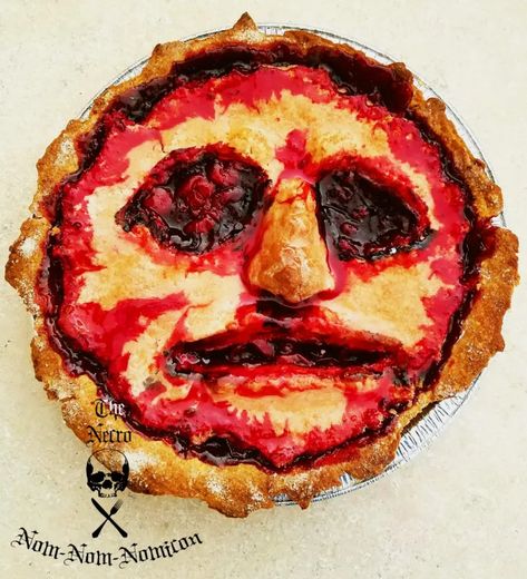 Halloween Recipe: Cherry Die Pie Face Pie, Party Dessert Ideas, Wood Drawing, Pudding Pies, Cherry Filling, Pie Day, Chocolate Crust, Best Pie, Favorite Pie