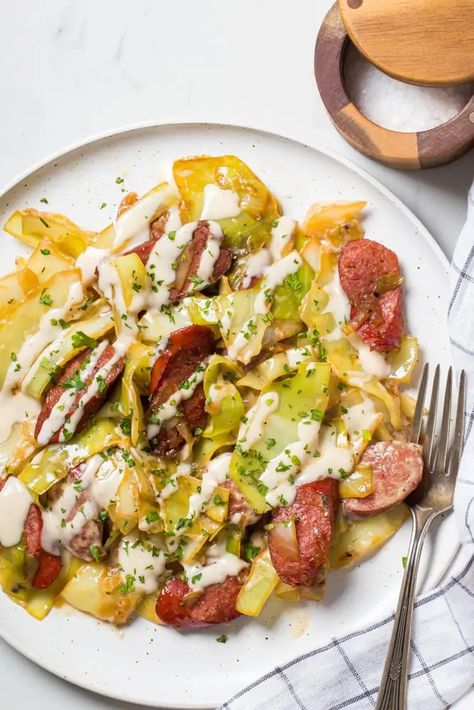 Simple Steps To Amazing Keto Sausage And Cabbage Alfredo 1 Cabbage Alfredo With Sausage, Sausage And Cabbage Alfredo, Sausage In Crockpot, Fried Kielbasa, Keto Sausage And Cabbage, Cabbage Alfredo, Alfredo With Sausage, Sausage And Cabbage, Fried Cabbage With Sausage