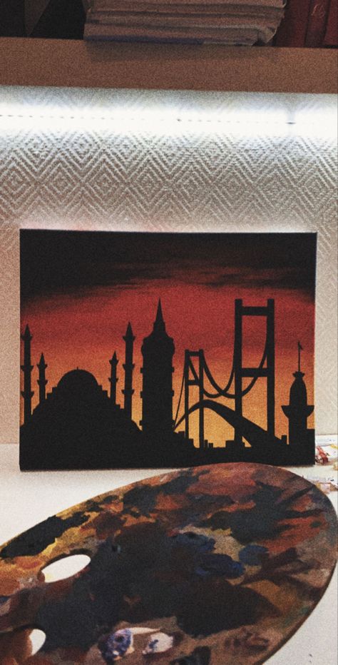 Bridge silhouette painting, ayasophia mosque istanbul.
Acrylic painting.
İstanbul painitng
City silhouette Istanbul Painting Acrylic, Silhouette Acrylic Painting, Istanbul Painting, Inspiration Painting, Silhouette Painting, Canvas Painting Tutorials, Nice Art, Drawings Simple, Painting Tutorials