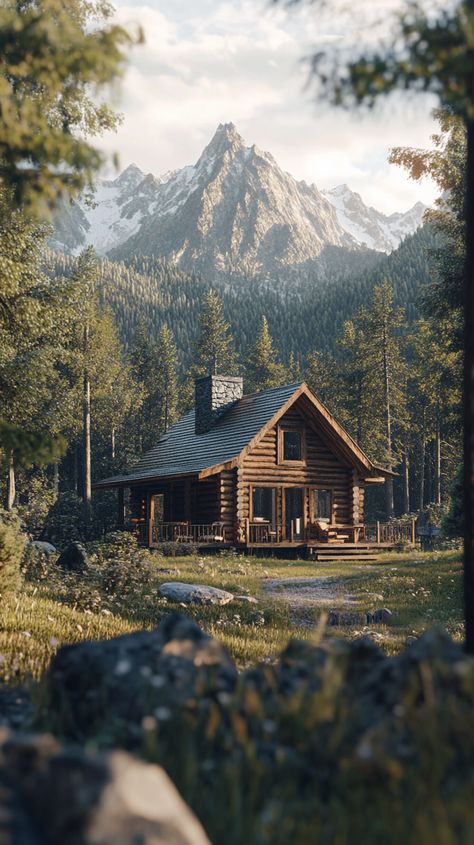 A cozy woods cabin with breathtaking mountain scenery Woods Cabin, Thick Forest, Forest Homes, Mountain Scenery, Forest View, Forest House, Rustic Cabin, Cabins In The Woods, Dream House