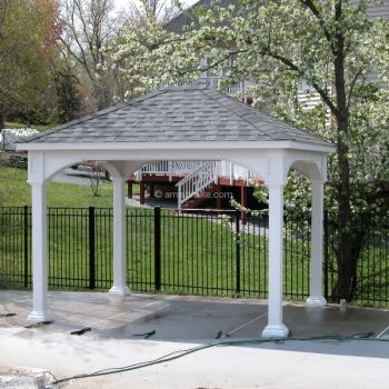 10' x 12' Traditional Vinyl Pavilion Traditional Pavilion, Amish Sheds, Pergola Ideas For Patio, Gazebo Lighting, Pool Pergola, Amish Barns, Outside Room, Southern Yellow Pine, Outdoor Pavilion