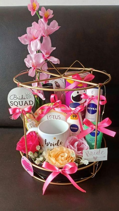 Bride To Be Hamper Ideas, Bride To Be Hamper, Room Hampers, Bridesmaid Hamper, Hampers Idea, Handmade Hamper, Boyfriends Birthday Ideas, Bride To Be Decorations, Bangle Ceremony