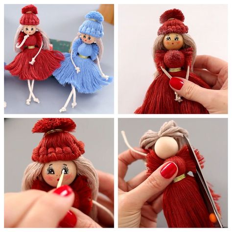 Diy Yarn Dolls, Wire Dolls, Metdaan Diy, Dolls Handmade Diy, Twine Crafts, Diy Dolls, Wool Dolls, Yarn Dolls, Knots Diy