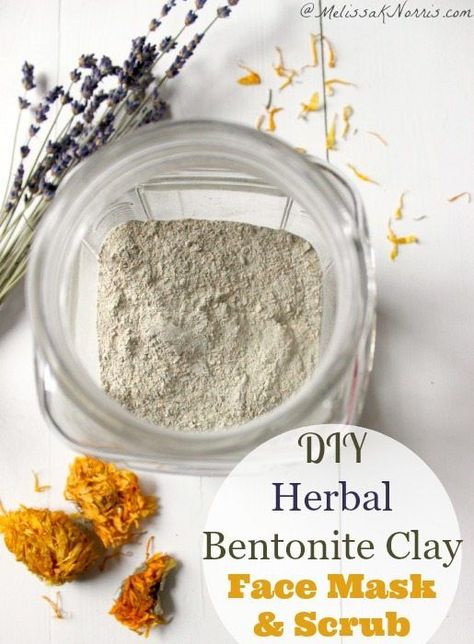 Easy DIY Herbal Bentonite Clay Face Mask – this pore cleansing recipe is made without expensive essential oils, and makes a welcomed gift for anyone who enjoys a good facial! #bentoniteclay #diyfacemask #claymask #naturalskincare Bentonite Clay Face Mask, Melissa K Norris, Bentonite Clay Mask, Natural Face Scrub, Coffee Facial, Face Scrubs, Coffee Face Scrub, Face Scrub Homemade, Face Creams