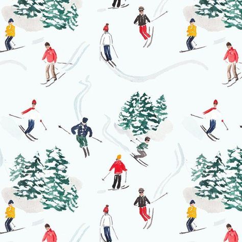 Skier Gifts, Snow Gifts, Christmas Information, 1950s Christmas, 강아지 그림, Hanukkah Gifts, Vintage Tree, Holiday Paper, Holiday Gift Wrap