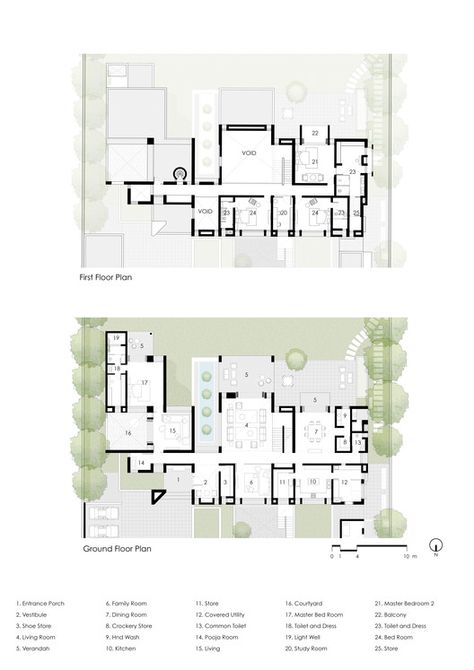 Shaila Patel House / Groundwork Architecture | ArchDaily Archi Sketches, Courtyard Villa, Architecture Courtyard, Residence Design, Large Floor Plans, Luxury Plan, Architecture Elevation, Architectural Floor Plans, Villa Plan