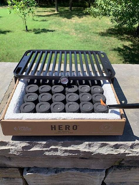 Looking for a portable charcoal grill that's perfect for camping, tailgating, or picnicking? Read my review of the HERO Grill! It is so easy to use, and there's no mess! Grab it for an impromptu outing with your family. Campfire Hacks, Arrow Of Light, Arrow Of Lights, Portable Charcoal Grill, Solar Oven, Truck Tailgate, Easy Mediterranean Diet Recipes, Portable Grill, Lighter Fluid