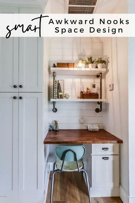 Kitchen Office Nook, Vintage Desk Chair, Desk Nook, Traditional Home Office, Kitchen Desks, Small Home Offices, Office Nook, Small Room Design, Small Home Office