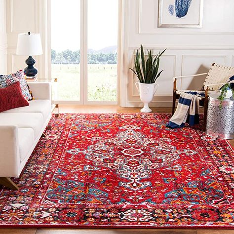 AmazonSmile: Safavieh Vintage Hamadan Collection VTH222A Red and Multi Area Rug (6'7" x 9'): Furniture & Decor Office Area Rugs, Safavieh Rug, Rug Direct, Classic Decor, Persian Area Rugs, Red Area Rug, Red Rug, Traditional Area Rugs, Cool Rugs