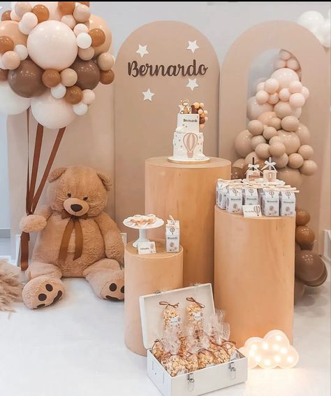 Teddy Bear Birthday Party Decoration, Happy 1st Birthday Decoration, Teddy Party Ideas, Teddy Bear Theme Birthday Party Decorations, Bear Balloons Decor, Simple First Birthday Boy, First Birthday Bear Theme, Teddy Bear Birthday Decorations, Teddy Bear Birthday Theme