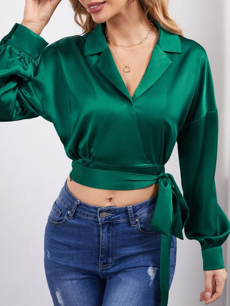 Satin Top Design, Green Tops Outfit, Satin Shirts For Women Outfit, Satin Tops Blouses Classy, Satin Top Outfit Classy, Elegant Tops And Blouses, Women Blouses Fashion Classy, Satin Tops For Women, Women Blouses Fashion Casual