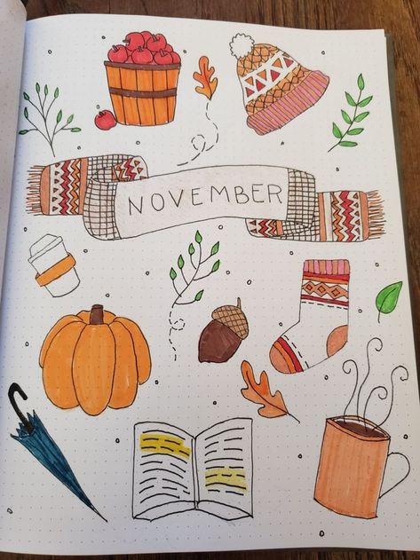 November Journal, Bullet Journal Halloween, Autumn Doodles, Bullet Journal Cover, Bullet Journal Ideas Templates, Creating A Bullet Journal, Bulletin Journal Ideas, Bullet Journal Mood, Bullet Journal Aesthetic