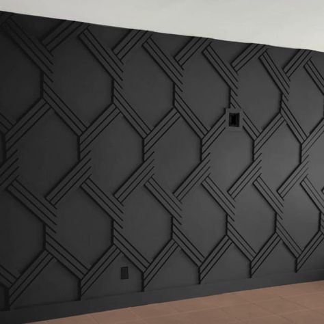 ACCENTWALLPANELS - Etsy Black Modern Accent Wall, Foyer Wall Paneling Design, Architectural Accent Wall, Accent Wall Craftsman, Entry Statement Wall, Basement Wallpaper Accent Wall, Salon With Black Walls, Black Wall Trim Ideas, Modern Feature Wall Ideas Living Room