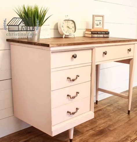 20 Repurposed & Upcycled Furniture Ideas (Before and After) - DIY | Oh My Sander Upcycling, Vintage Sewing Cabinet, Sewing Desk, Shabby Chic Desk, Sewing Machine Cabinet, Chic Desk, Sewing Machine Table, Sewing Cabinet, Painted Desk