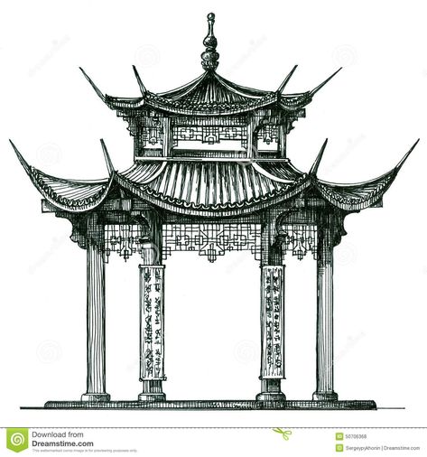 Chinese Architecture Drawing, Japanese Architecture Drawings, Sketchbook Architecture, Temple Drawing, Architecture Antique, Ancient Chinese Architecture, Architecture Drawing Sketchbooks, Architecture Icons, Architecture Drawing Plan