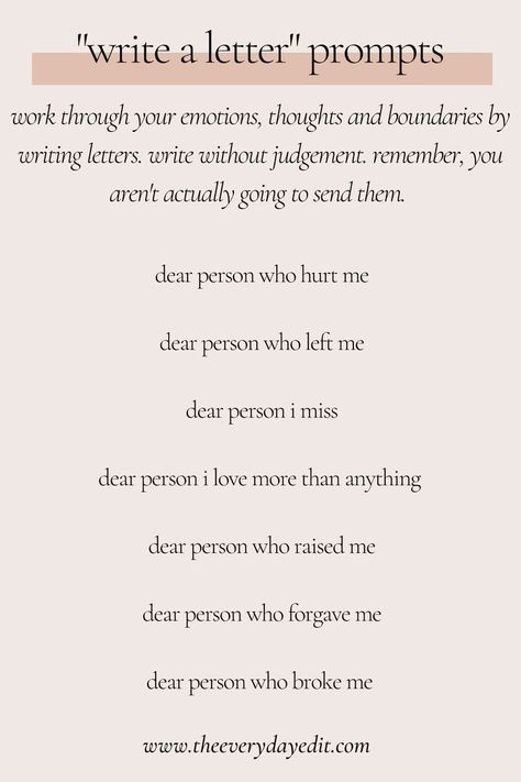 Self Healing Writing Prompts, Journal Prompts Write A Letter, Journal Prompts Organization, Writing Prompts Self Reflection, Journal Prompts For Self Development, Journal Prompts For Becoming A Better Person, Daily Life Journal Ideas, Journaling Prompts To Get To Know Yourself, Journaling Prompts For Emotions