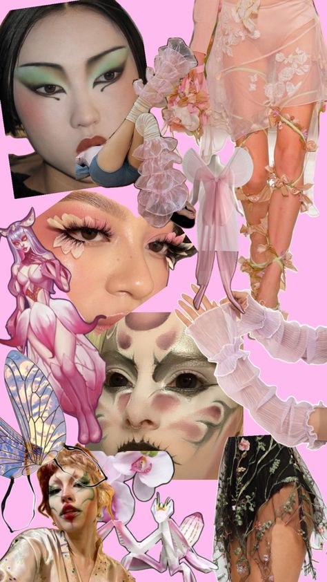 Mood board for Orchid Mantis costume Orchid Mantis Costume, Orchid Inspired Fashion, Orchid Mantis Aesthetic, Praying Mantis Oc, Orchid Costume, Mantis Costume, Orchid Mantis, Bug Costume, Praying Mantis