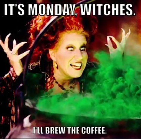 Crazy Coffee Lady, Happy Halloween Gif, Coffee Jokes, Happy Halloween Pictures, Monday Coffee, Coffee Meme, Witch Quotes, Halloween Memes, Happy New Week