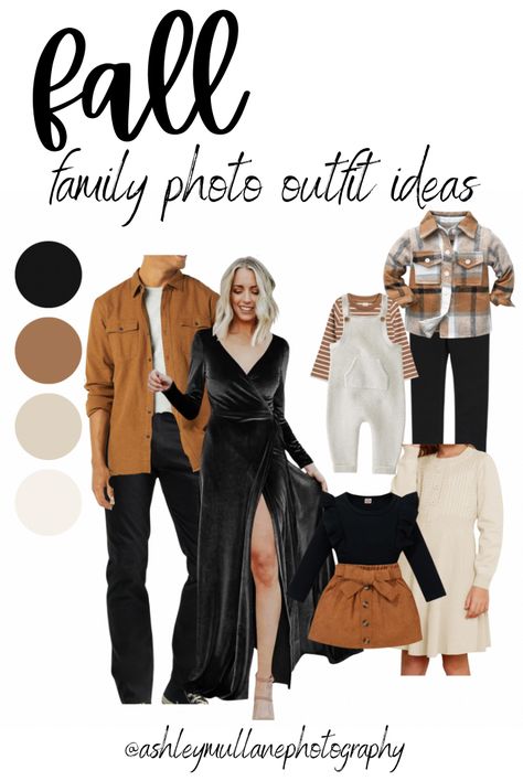 Black And Cream Fall Family Pictures, December Family Photo Outfits, Forest Green Family Photos, Family Photo Fall Ideas, Fall Coordinating Family Outfits, Family Photo Outfits Fall Black, Sage Green And Black Family Photos, Family Fall Pictures Outfits Neutral, Family Photos Outfits Black