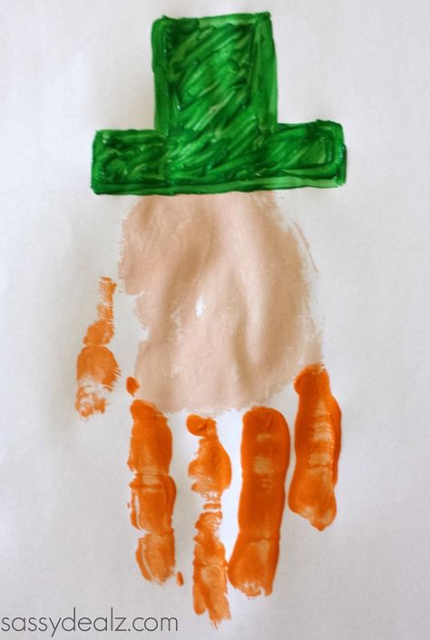 Leprechaun Handprint Craft For Kids (St. Patricks Day Idea) - Crafty Morning Q Tip Crafts, Shamrock Crafts For Kids, Leprechaun Handprint, Saint Patrick's Day Activities, Shamrock Painting, Shamrock Crafts, March Preschool, Kids St Patricks Day, March Ideas