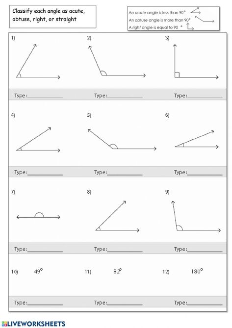 Angles Worksheet 3rd Grade, Angles Worksheet Grade 6, Acute Obtuse Right Angles Activities, Basic Geometry Worksheets, Types Of Angles Project, Angles Math Activity, Measuring Angles Worksheet, Geometry Angles, Angles Math