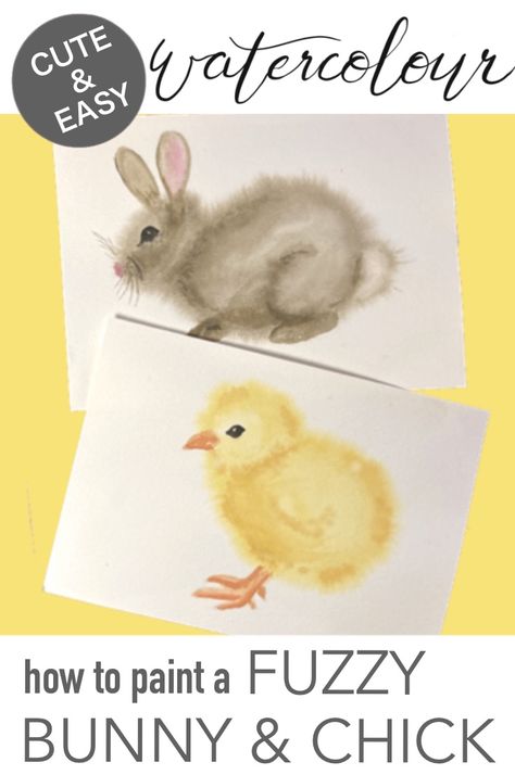 Diy Bunny Painting, Easter Watercolor For Kids, Watercolor Animals Art, Watercolour Bunny Easy, Simple Easter Watercolor Paintings, Paintings Of Bunnies, Watercolour Easter Card Ideas, Bunny Watercolor Tutorial, Easter Watercolor Tutorial