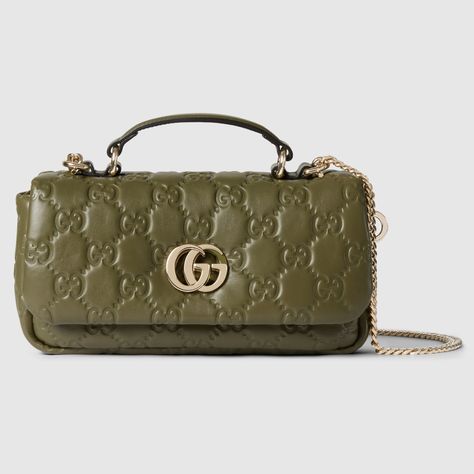 Gucci GG Milano mini top handle bag Mini Top Handle Bag, Green Handbag, Bag Gucci, Mini Top, Statement Bag, Lipstick Holder, Milano Fashion Week, Leather Care, Handle Bag