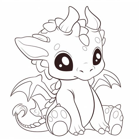 Coloring Book Art Easy, Cute Dragon Drawing Easy, Baby Dragon Drawing, Dragon Cartoon Cute, Dragon Colouring Pages, Baby Dragon Tattoo, Dragon Coloring Pages Free Printable, Cute Dragon Art, Dragons Coloring Pages