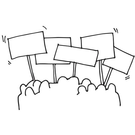 doodle style vector illustration. image of a rally, protest, uprising, revolution. simple line drawing. crowd of people with posters. to illustrate the struggle for the rights of blacks, women, LGBT Ww1 Propaganda Posters, Crowd Drawing, People Protesting, How To Draw People, Simple Line Drawing, Peace Poster, Crowd Of People, Protest Posters, Paper Cutout Art