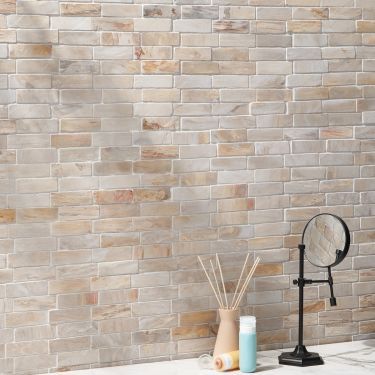 Brick Look Tiles | TileBar.com Stone Tile Backsplash Kitchen, Natural Stone Backsplash, Stone Tile Backsplash, Brick Backsplash Kitchen, Brick Look Tile, Stone Backsplash Kitchen, Backsplash Wall, Stone Backsplash, Beige Stone