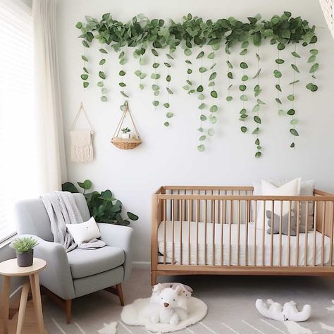 4+ Creative Nursery Room Decor Ideas for a Dreamy Baby Oasis • 333+ Images • [ArtFacade] Greenery Nursery Decor, Nursery Room Decor Ideas, Greenery Nursery, Creative Nursery, Nature Inspired Nursery, Succulent Nursery, Modern Nursery Furniture, Cloud Nursery