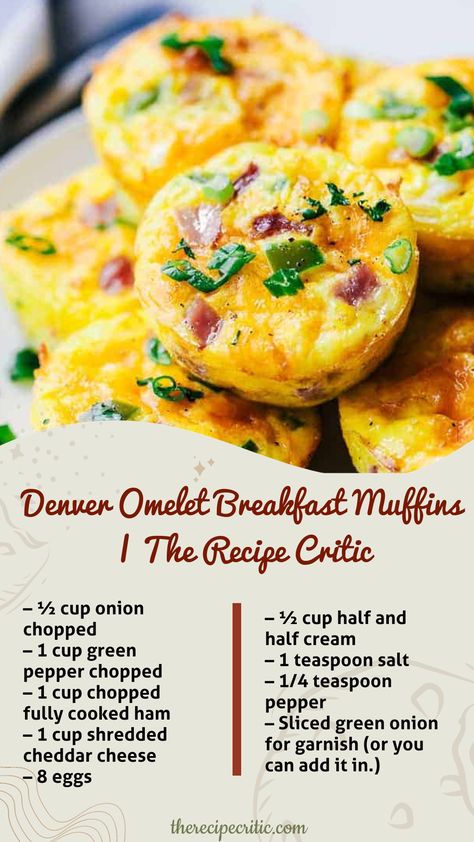 image Recipe: Denver Omelet Breakfast Muffins are such a great breakfast and perfect for making ahead or on the go! Loaded with… Cupcake Omelette Breakfast Recipes, Denver Omelet, Omelette Breakfast, Omelet Muffins, Savoury Treats, Breakfast Omelette, Keto Breakfasts, Tin Recipes, Fast Meals