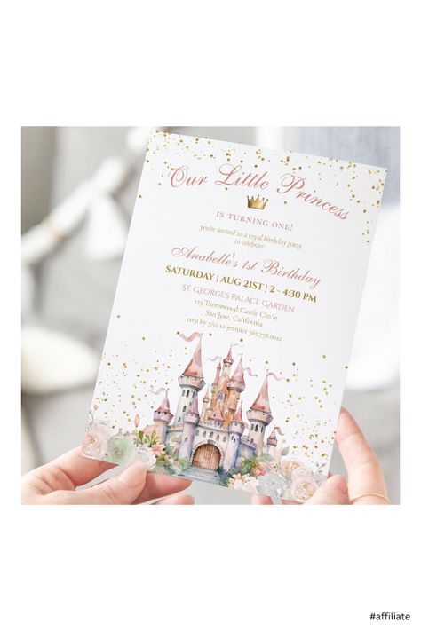 Royal Birthday Party, 1st Birthday Princess, Fairytale Birthday, Princess First Birthday, Princess Theme Birthday, Princess Birthday Invitations, Baby Girl Toddler, Princess Invitations, 1st Birthday Invitation