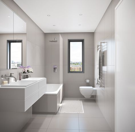 5, Jersey street, Bethnal Green#Bathroom Bathroom Interior Design Modern Grey, Luxury Bathroom Master, Small Bathroom Plans, House Bathroom Designs, Bathroom Wall Tile Design, Bathroom Interior Design Modern, Modern White Bathroom, Beautiful Bathroom Designs, White Bathroom Tiles