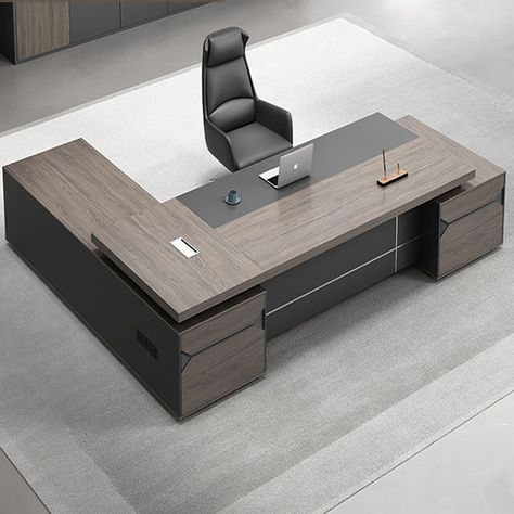 PopperLip 3 Piece L-Shape Executive Desk Office Set with Chair | Wayfair L Shape Executive Desk, Manager Desk Design, Manager Room, Executive Desk Office, Executive Desk Set, Boss Desk, Executive Table, Business Office Design, Office Cabin