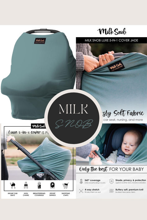 Milk Snob Original 5-in-1 Luxe Cover in Jade - Added Privacy for Breastfeeding, Baby Car Seat, Carrier, Stroller, High Chair, Shopping Cart, Lounger Canopy, Newborn Essentials, Nursing Top Milk Snob, Breastfeeding Baby, Baby Car Seat, Nursing Top, Newborn Essentials, Nursing Tops, Baby Ideas, Baby Car, Car Seat