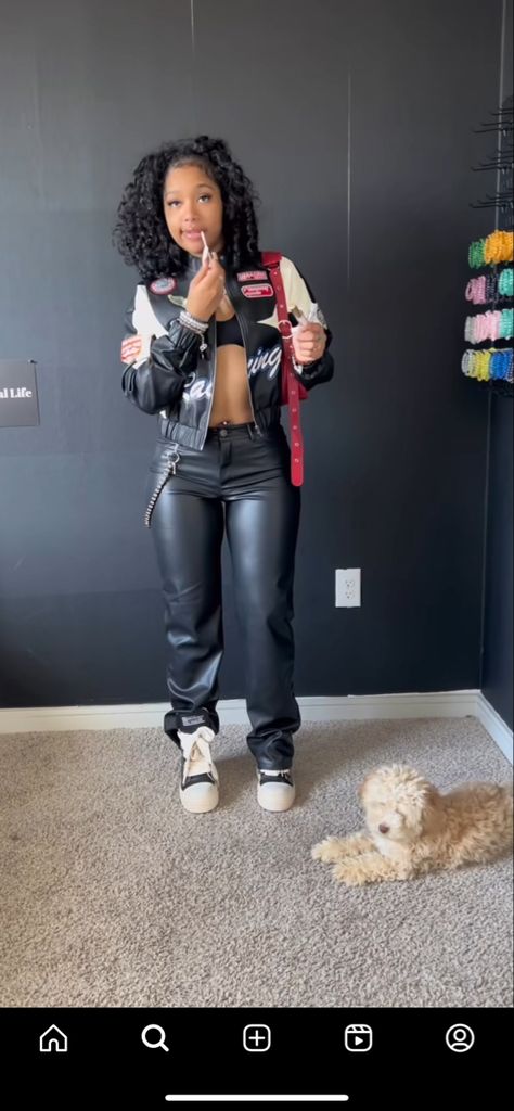 Rockstar Themed Outfit, Boujee Birthday Outfits Winter, Baddie Winter Club Outfits, Jean Tube Top Outfits Black Women, Cute Winter Outfits For Birthday, Leather Pants Inspo Outfits, Nocap Concert Outfit, Birthday Fits Black Women Winter, Birthday Dress Ideas For Women Winter