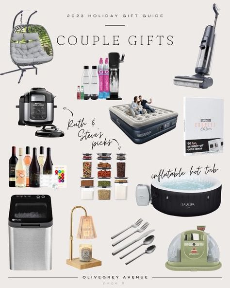 Ultimate gift guide for the couple! Fun gifts for the couple, what to get couples for Christmas #giftsforthem #gifts #giftsforher #giftsforhim #gifting #giftideas #giftguide #giftguides #2023giftguide Household Gifts For Couples, Christmas Couple Gift Ideas, Couples Gifts Christmas, Couples Christmas Gifts, Big Christmas Gifts, Xmas Gift Guide, Couple Fun, Household Gifts, Presents Ideas