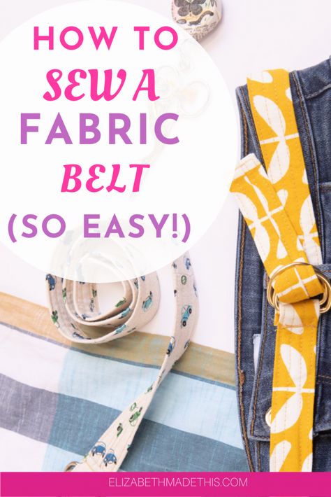 Need a quick and easy sewing project that'll use up your scraps and make a great simple gift to sew? Learn how to make a fabric belt with this easy sewing tutorial. #learntosew #easysewing #beginnersewing Make A Belt, Diy Belt For Dresses, Fashion Design Classes, Sewing Projects Clothes, Sewing School, Handmade Belts, Cloth Belt, Custom Belt, Simple Gift