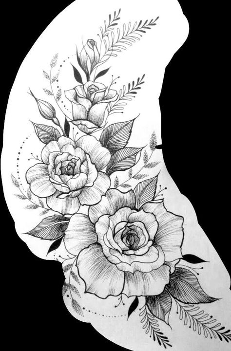 Flower And Butterfly Hip Tattoo, Big Rose Tattoo On Thigh, Thigh Tattoos Women Roses, Flower Tattoos On Thigh, Mandala Tattoo Sleeve Women, Tattoo Bein Frau, Rose Tattoo On Hip, Beautiful Spine Tattoos, Side Hip Tattoos