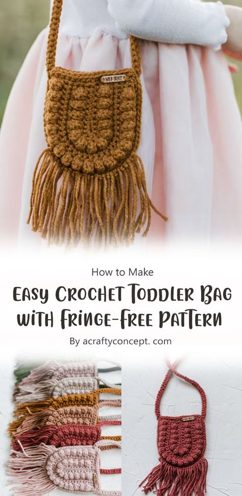 This cutie Crochet Toddler Bag with Fringe is perfect for your little princess. It’s a great size for toddlers and the pattern is very easy to follow. Child Crochet Purse Pattern Free, Girls Crochet Purses Free Pattern, Crochet Child Purse, Toddler Girl Crochet Patterns, Crochet Purse For Kids, Free Crochet Patterns Purse, Crochet Kids Bags Free Patterns, Toddler Crochet Patterns Free, Kid Crochet Patterns