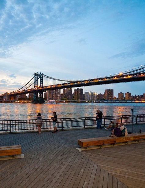 We guarantee you won't find a view as stellar as Manhattan from DUMBO. Dumbo New York, Dumbo Nyc, New York Bridge, Brooklyn Dumbo, Usa Life, Travel Honeymoon, Dumbo Brooklyn, Manhattan Bridge, Nyc Life