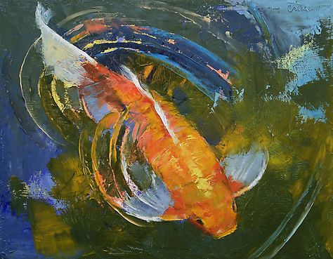 Water Ripples by Michael Creese Studying Art, Fish Paintings, Koi Painting, Pond Painting, Koi Art, Watercolor Fish, Art Water, Water Ripples, Fish Painting