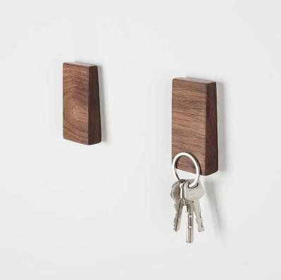 Walden Theory™ Minimalistic Magnetic Wooden Key Holder, Fridge Magnet, Key Hook Organizer, Key Rack, Modern Chic Stylish Original Design, Handcrafted, Key Ring Included (Slope) Magnetic Key Holder, Wooden Key Holder, Mid Century Modern Minimalist, Key Holders, Wall Key Holder, Key Rack, Key Organizer, Key Hanger, Key Hook