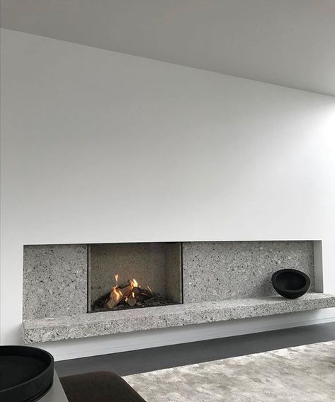 Bosmans Fire+Places (@bosmanshaarden) • Instagram photos and videos Minimal Fireplace, White Scandinavian Living Room, Library Fireplace, Minimalist Fireplace, Minimal Interior, Minimal Interior Design, Small Fireplace, Glazed Walls, Concrete Fireplace