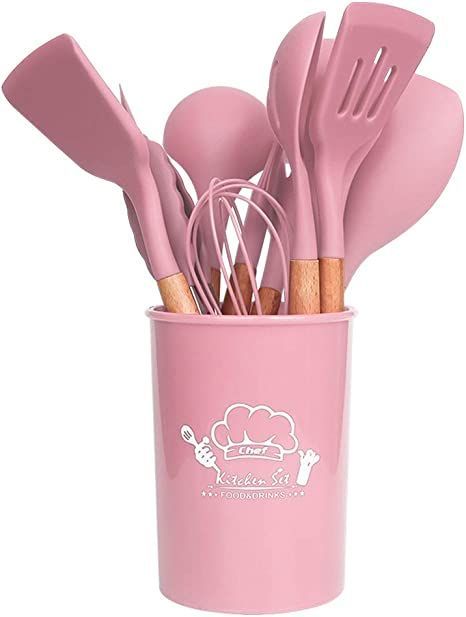 XWWDP Kitchen tools European style non-stick cookware silicone spatula 11 piece set with storage barrel high temperature resistant set (Color : A) Non Stick Cookware Set, Food Utensils, Silicone Utensils, Crockery Design, Silicone Kitchenware, Kitchen Wear, Ceramic Cookware Set, Kitchenware Set, Classy Jumpsuit