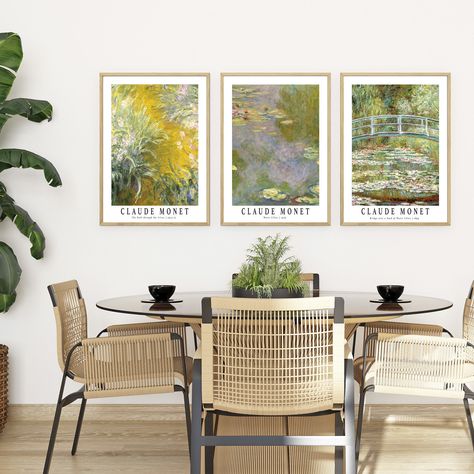 Monet Bridge, Monet Exhibition, Impressionism Landscape, Poster Gallery Wall, Claude Monet Paintings, Monet Water Lilies, Spring Wall Art, Triptych Wall Art, Monet Paintings